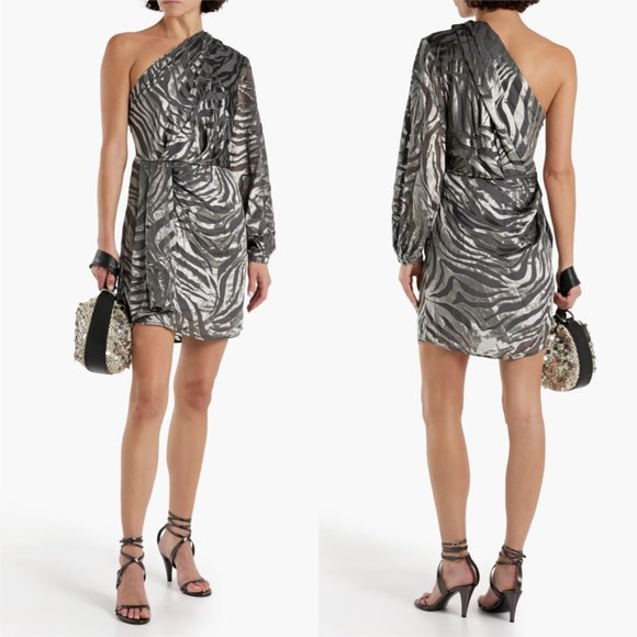 IRO Dresses & Skirts - IRO Nimas one-sleeve draped devoré-velvet mini dress